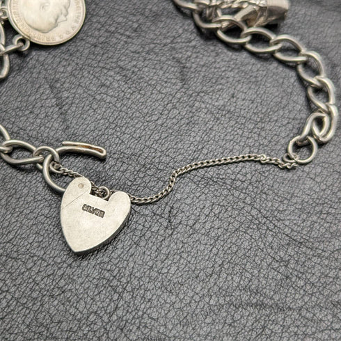 British vintage sterling silver charm bracelet 19g